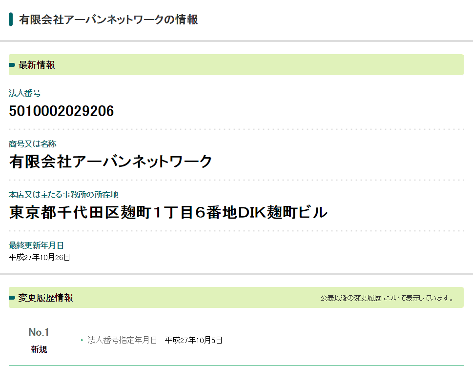 有限会社アーバンネットワーク 法人情報