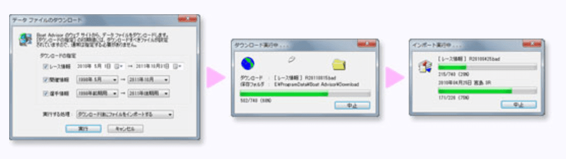 データファイルのダウンロードとインポート