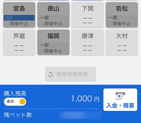 テレボート 購入残高