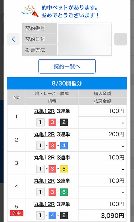 テレボート 的中結果